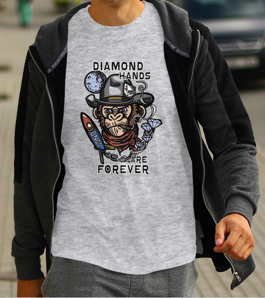 Diamond Hands Are Forever Bngo Ape Cowboy Space Rocket T-Shirt
