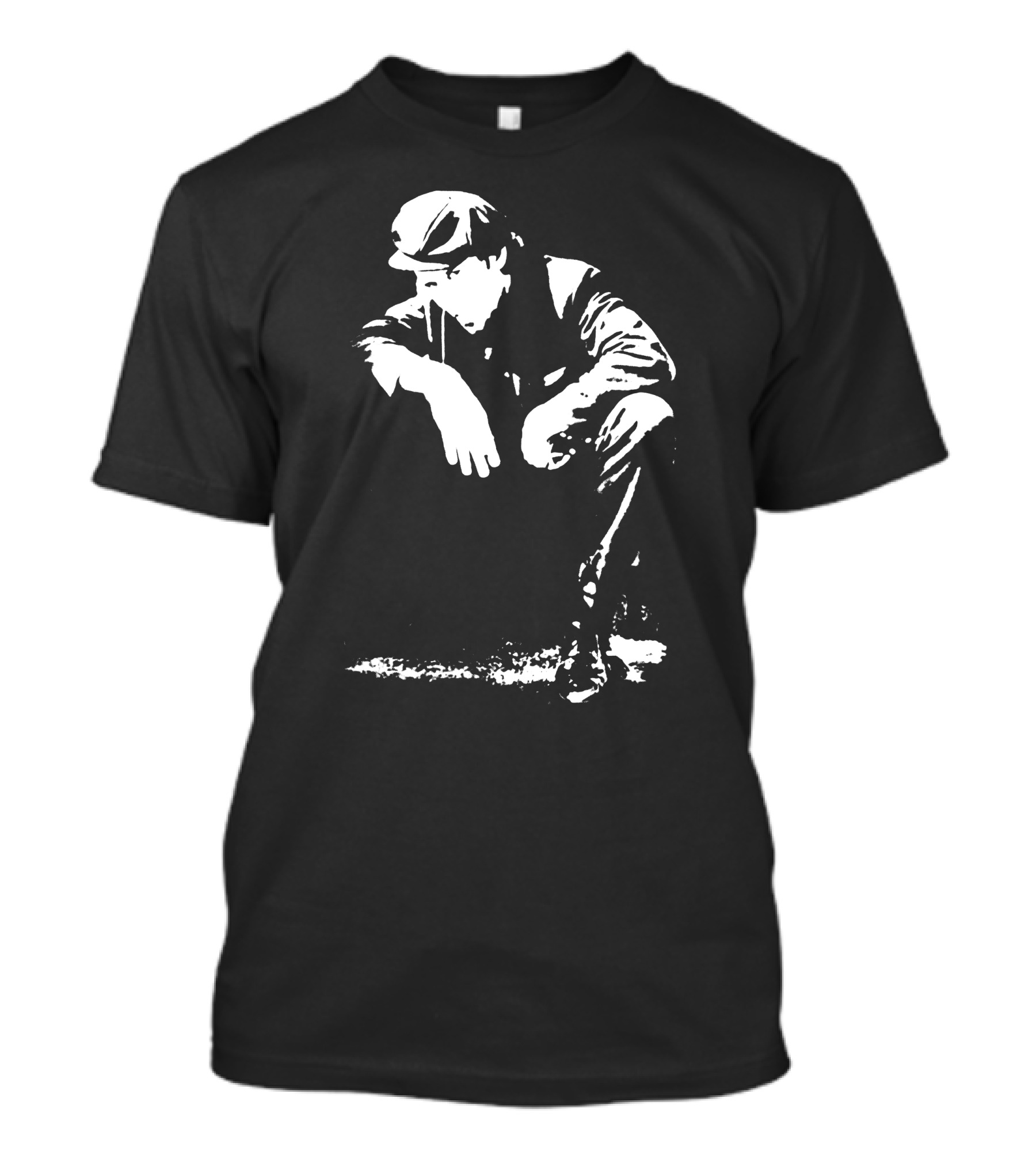 Blow Tees Hopus Tom Waits Monochrome Figure In Cap And Jacket T-Shirt