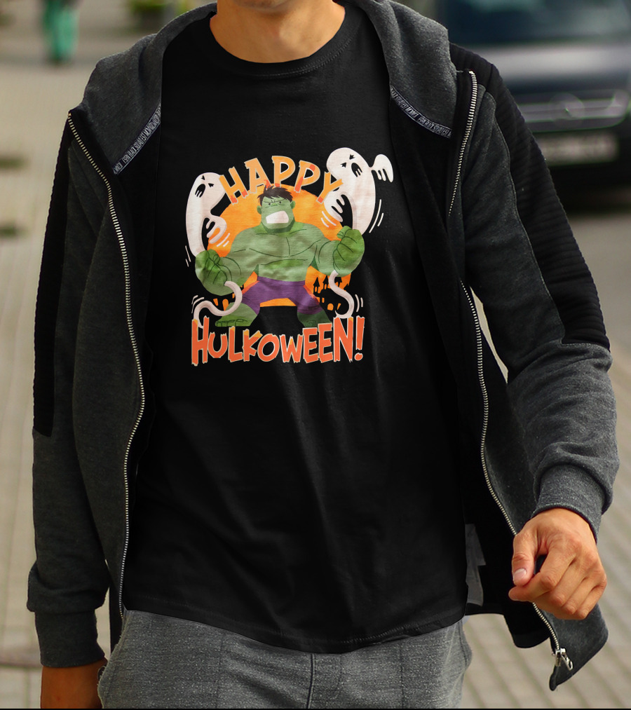 Happy Hulkoween Incredible Hulk Halloween Ghosts And Pumpkins T-Shirt