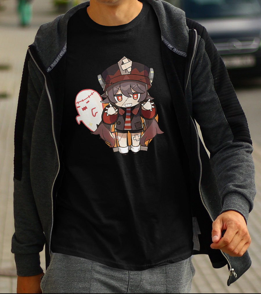 Happy Halloween Genshin Impact Hutao Cute Ghost Character T-Shirt