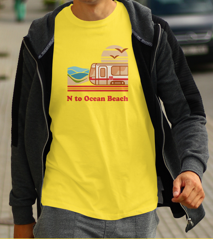 N To Ocean Beach San Francisco Vintage Transit T-Shirt