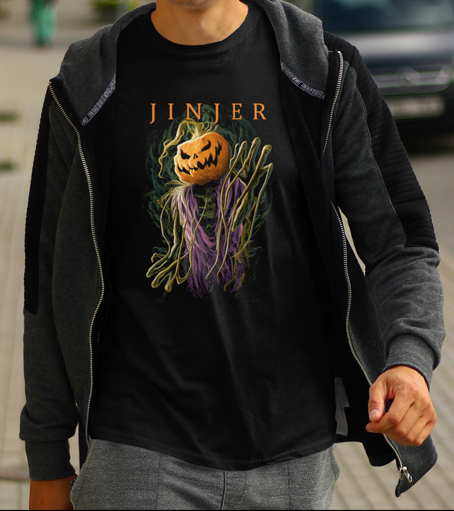 Jinjer Spooky Pumpkin Scarecrow Straw Halloween T-Shirt