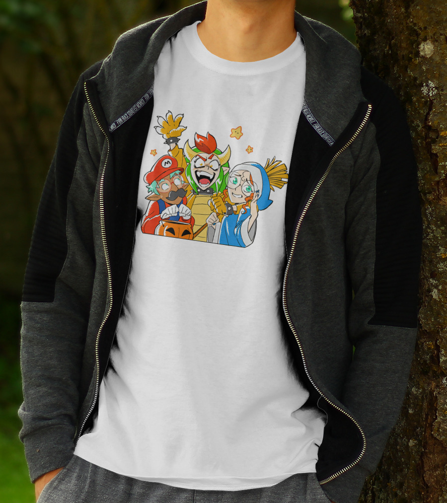 Bowser Mario And Princess Peach Celebrate Happy Halloween T-Shirt