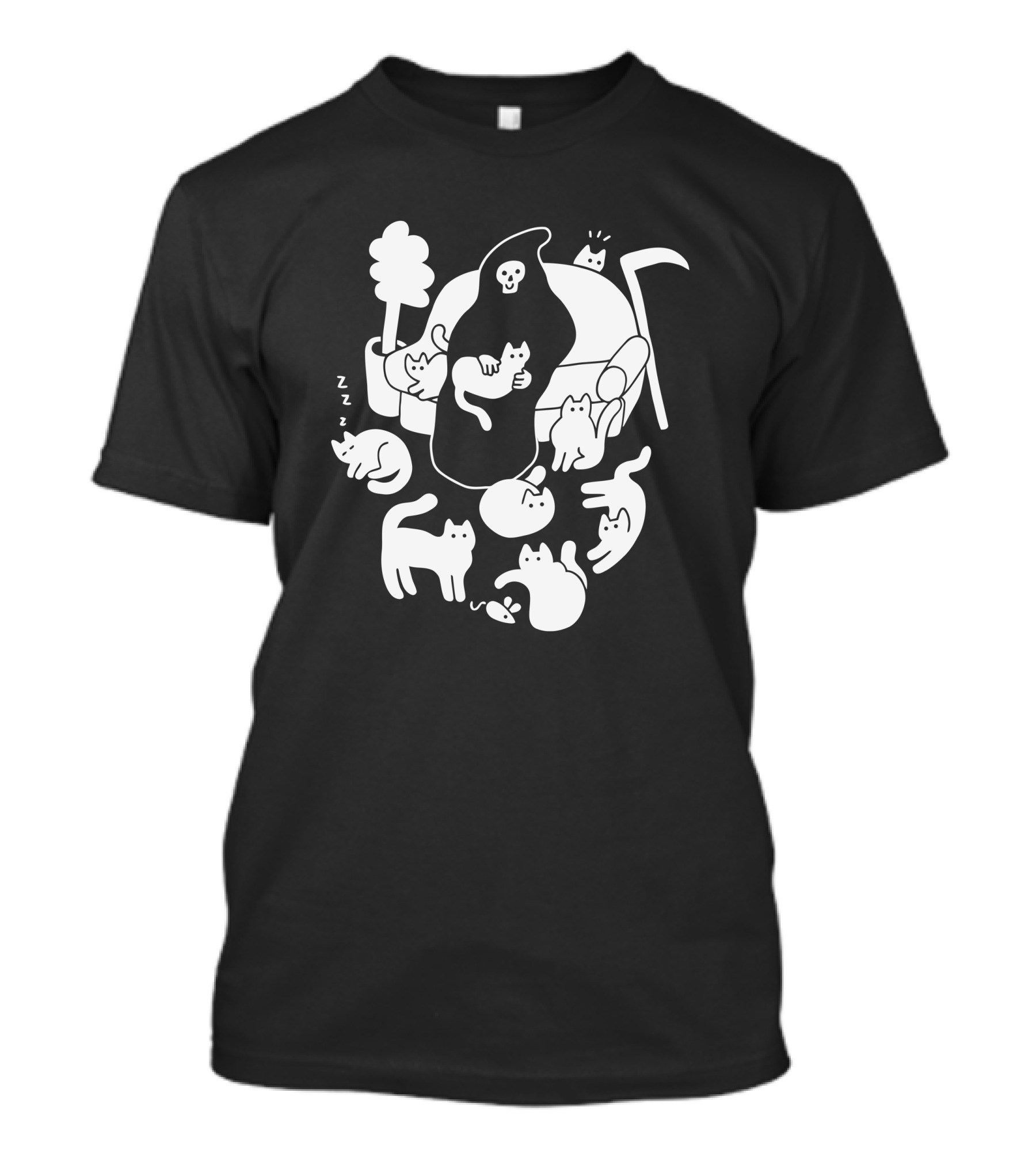 Hot Topic Obinsun 9 Lives And Death Funny Cat Grim Reaper T-Shirt