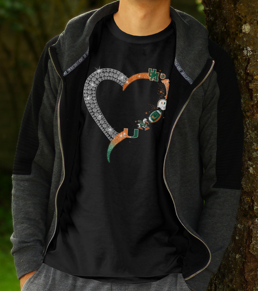 Miami Hurricanes Heart Sparkle U T-Shirt