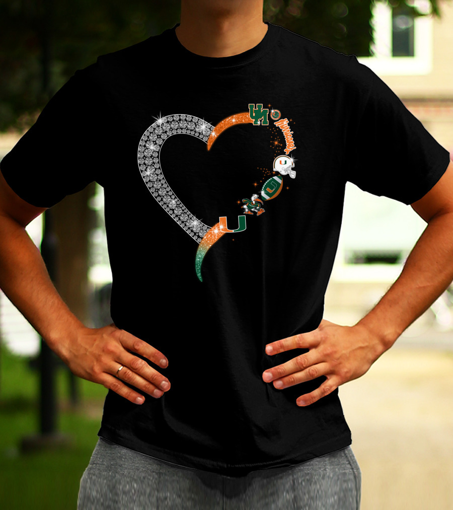 Miami Hurricanes Heart Sparkle U T-Shirt