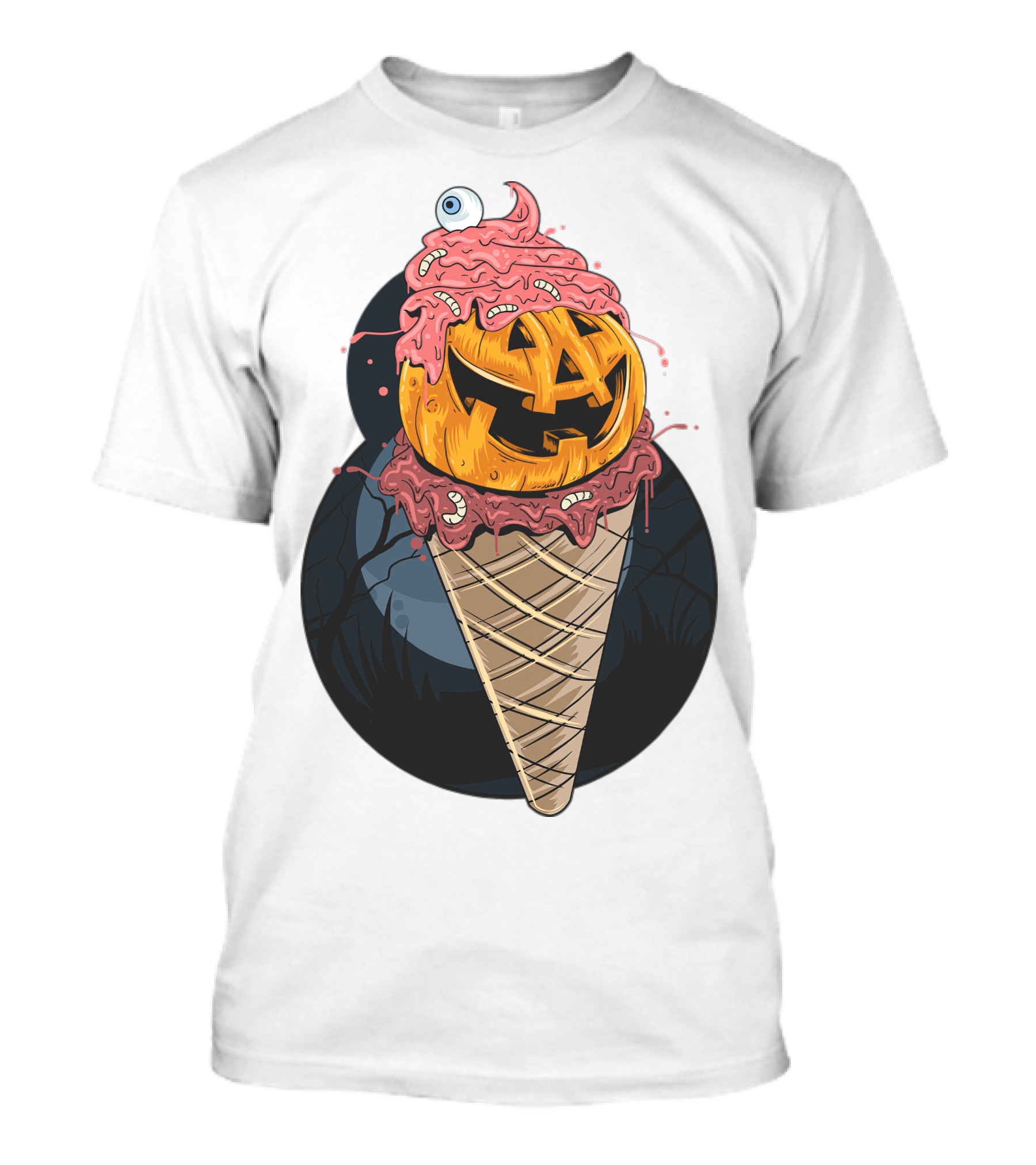 Ice Cream Pumpkin Creepy Cone Halloween Mashup T-Shirt