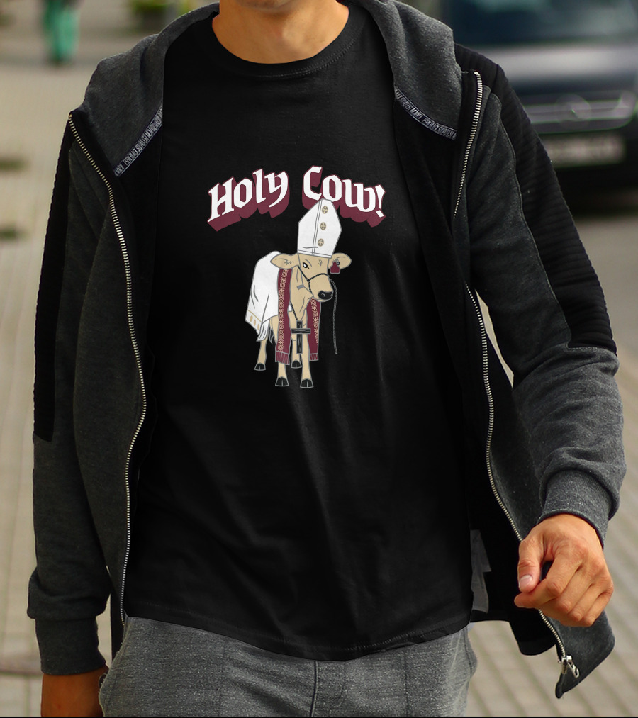 HOLY COW Papal Attire With Mitre And Stole T-Shirt