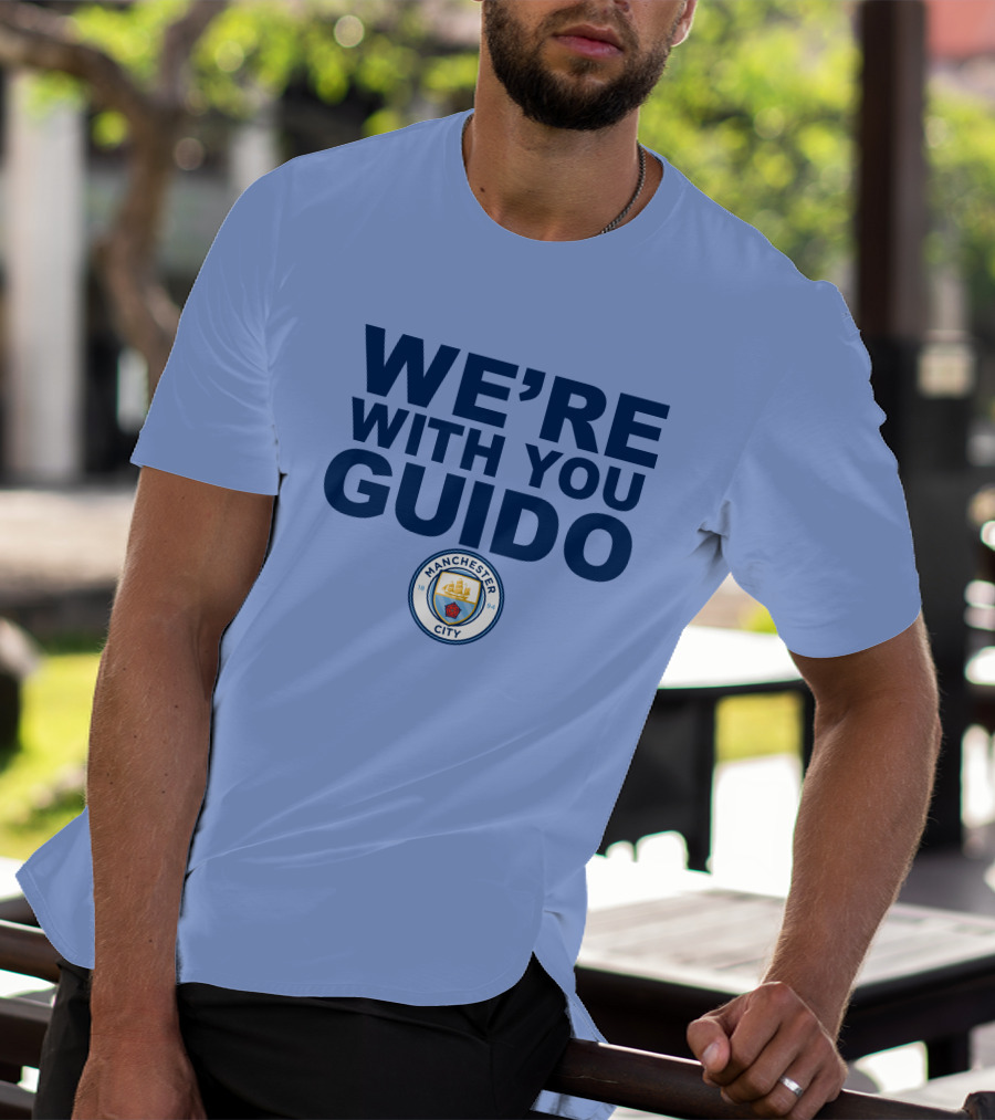 Manchester City We're With You Guido Support Belgian Fan Pep Guardiola Simon Bajkowski T-Shirt