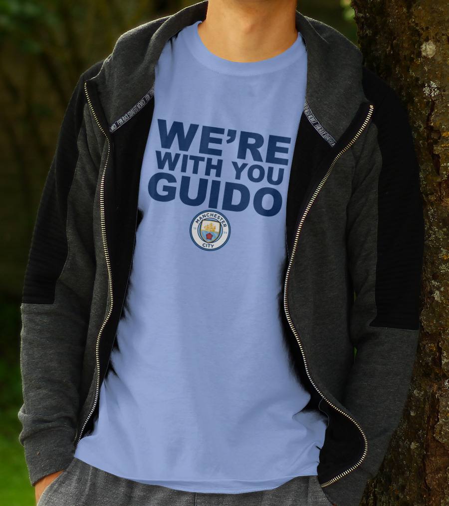 Manchester City We're With You Guido Support Belgian Fan Pep Guardiola Simon Bajkowski T-Shirt