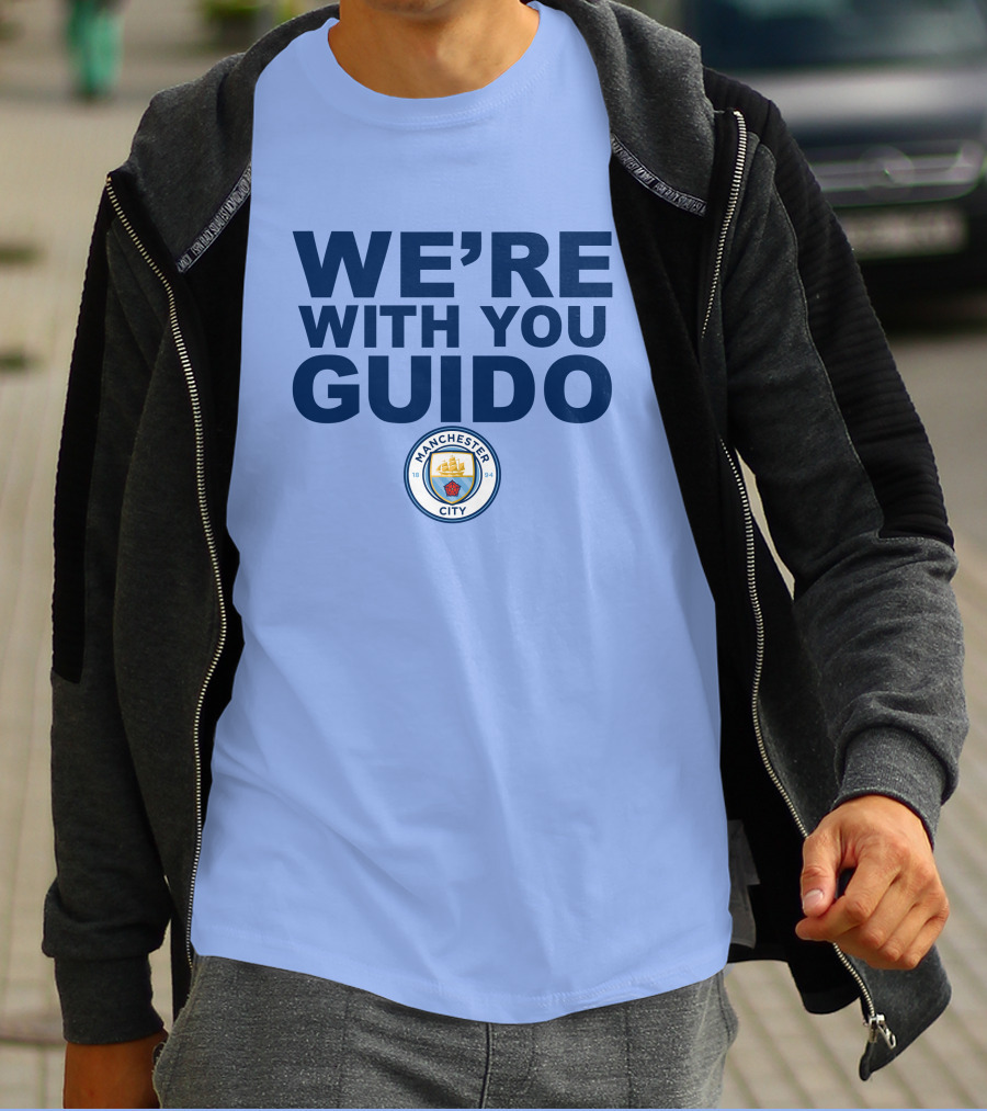 Manchester City We're With You Guido Support Belgian Fan Pep Guardiola Simon Bajkowski T-Shirt