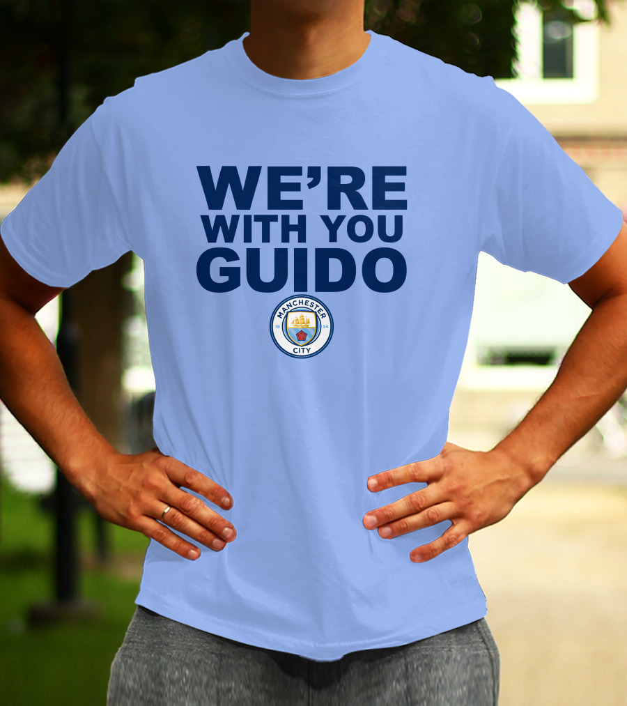 Manchester City We're With You Guido Support Belgian Fan Pep Guardiola Simon Bajkowski T-Shirt