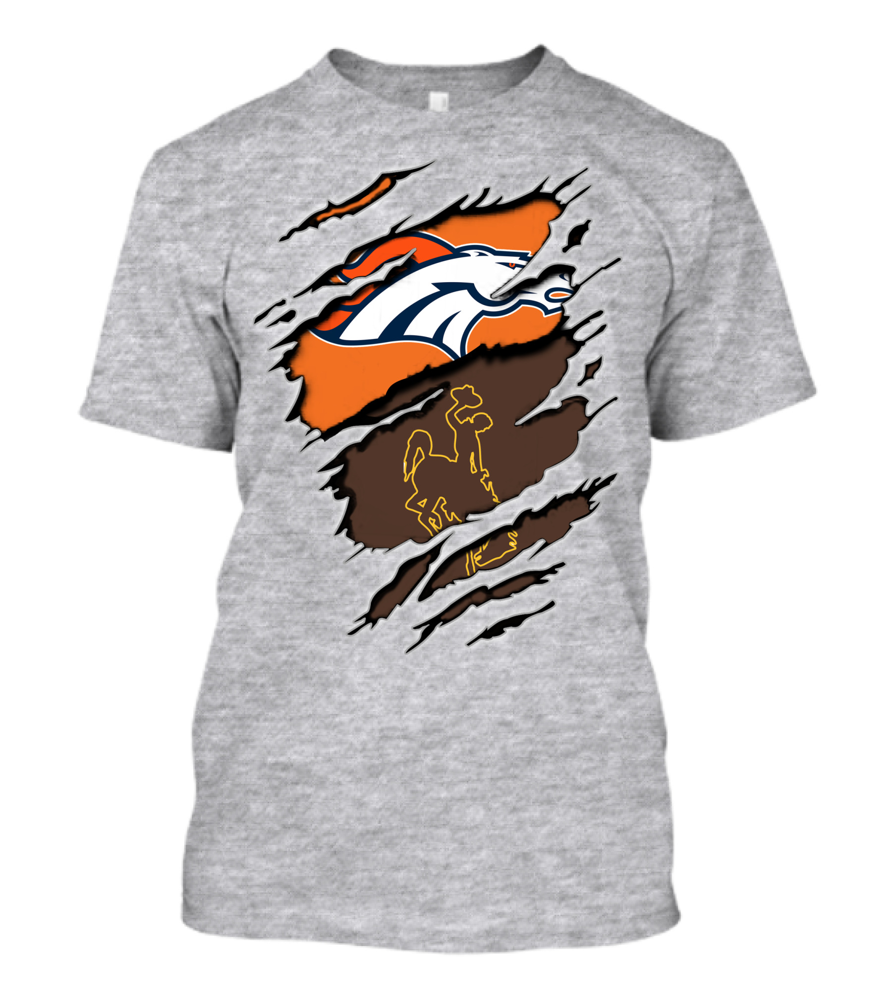 Broncos Wyoming Dual Team Spirit Cowboys And Broncos T-Shirt