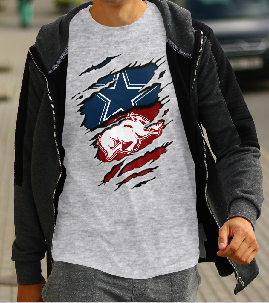 Dallas Cowboys Arkansas Razorbacks Torn T-Shirt