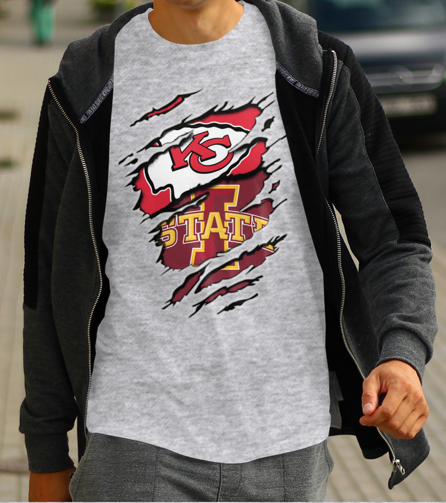 Kansas City Chiefs Iowa State Cyclones Torn T-Shirt