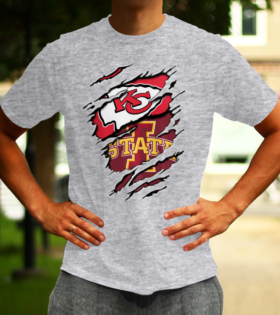 Kansas City Chiefs Iowa State Cyclones Torn T-Shirt