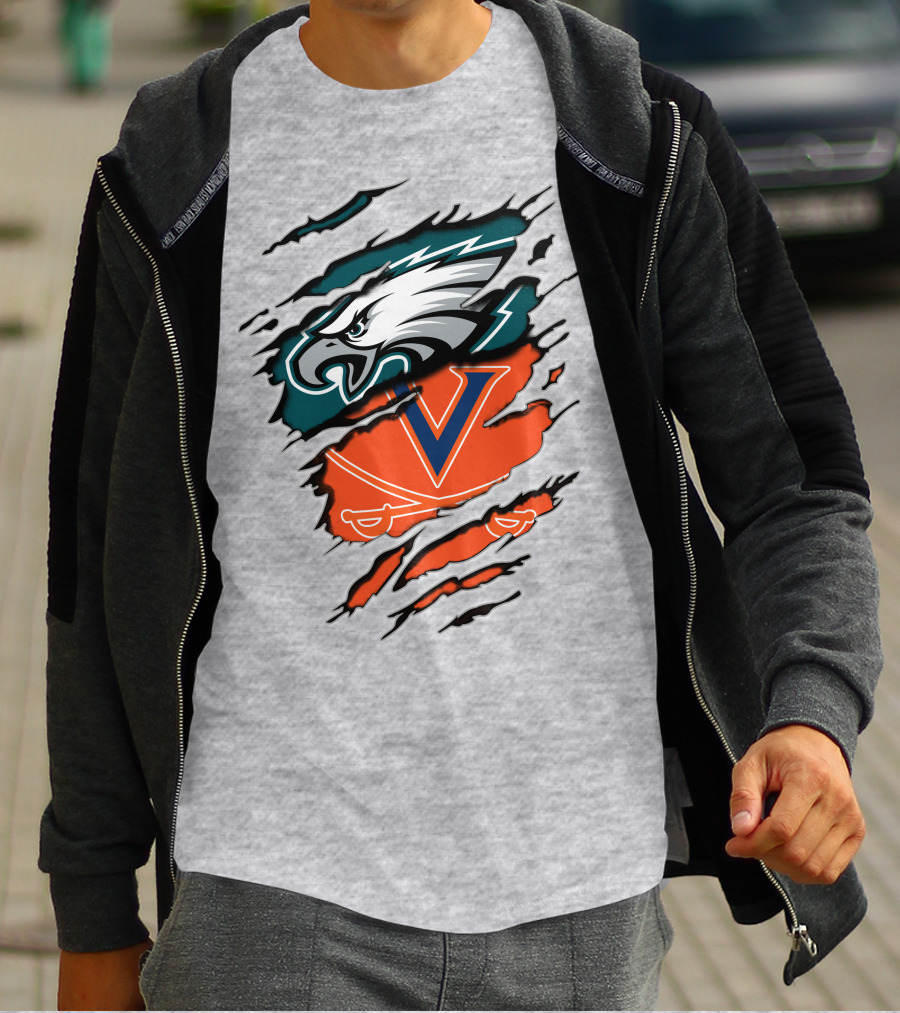 Eagles And Cavaliers Fan Crossover Torn Legacy T-Shirt