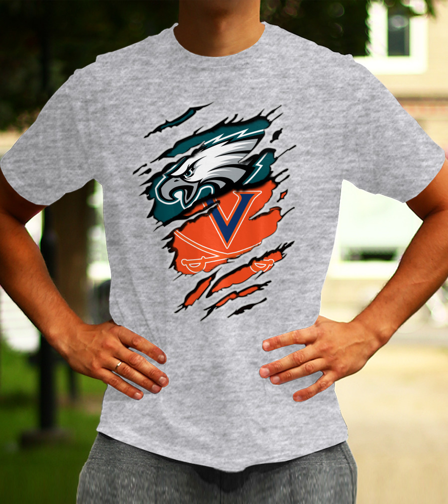 Eagles And Cavaliers Fan Crossover Torn Legacy T-Shirt