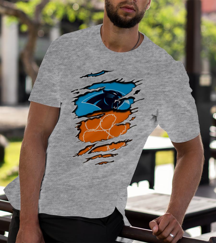 Carolina Panthers Clemson Tigers Paw Scratch T-Shirt