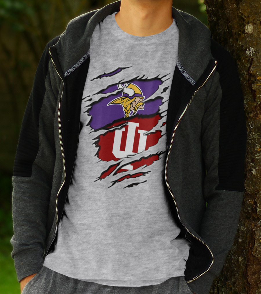 Vikings Indiana Hoosiers Torn Logo Mashup T-Shirt