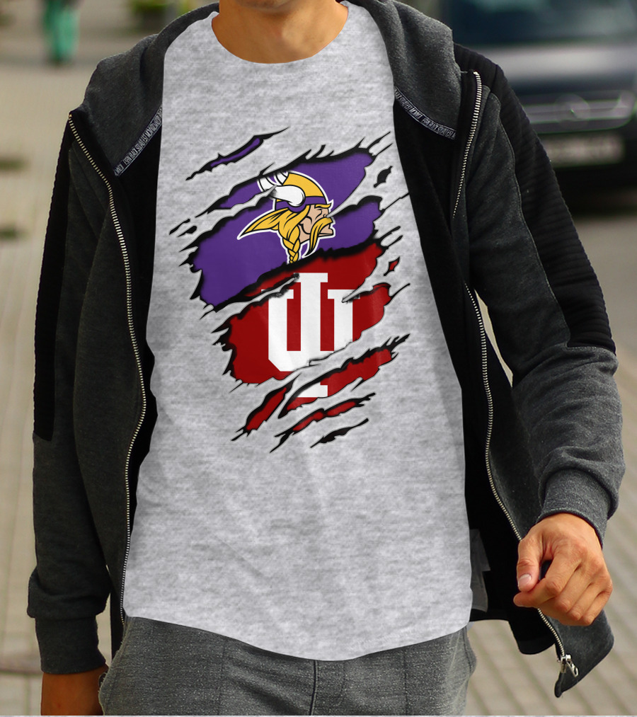 Vikings Indiana Hoosiers Torn Logo Mashup T-Shirt