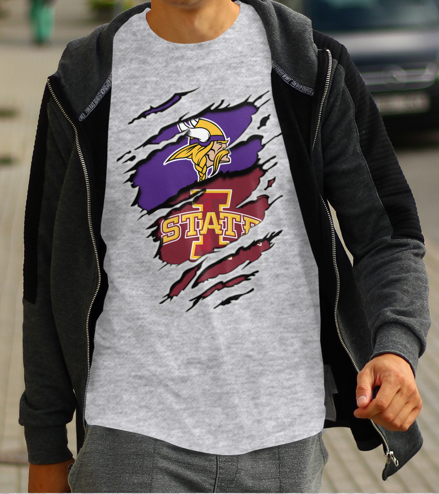 Minnesota Vikings Iowa State Cyclones Ripped T-Shirt