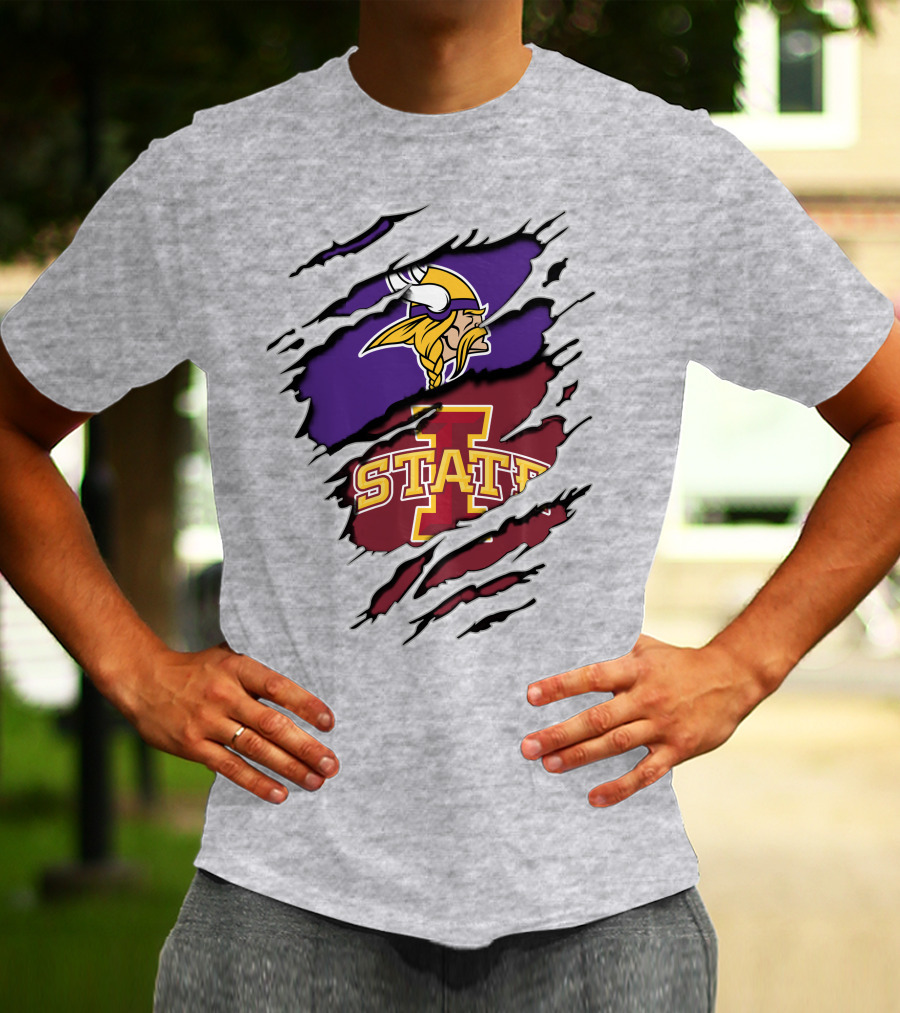 Minnesota Vikings Iowa State Cyclones Ripped T-Shirt