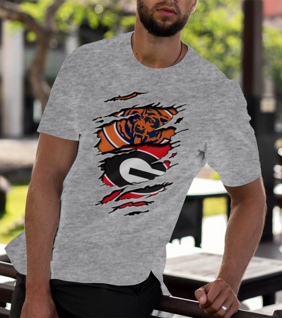 Chicago Bears Georgia Bulldogs Logo Mashup T-Shirt