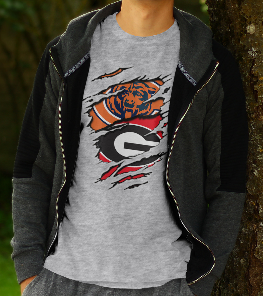 Chicago Bears Georgia Bulldogs Logo Mashup T-Shirt