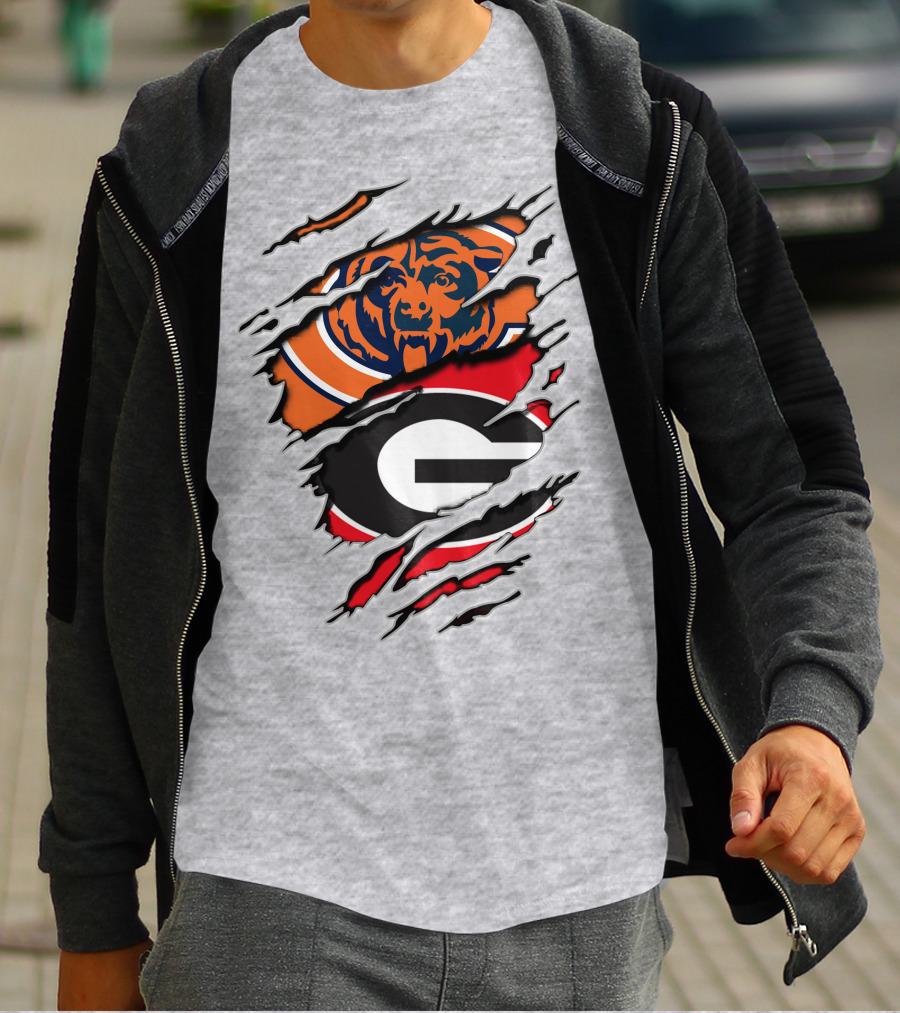Chicago Bears Georgia Bulldogs Logo Mashup T-Shirt