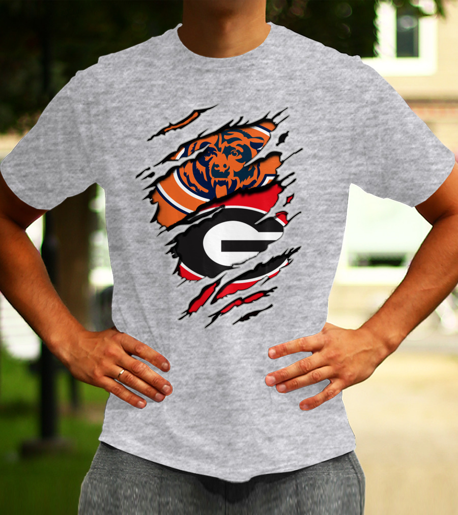 Chicago Bears Georgia Bulldogs Logo Mashup T-Shirt