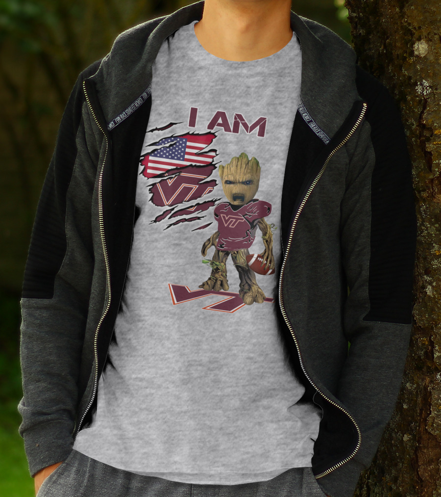 I AM Hokies VT Football And American Flag T-Shirt
