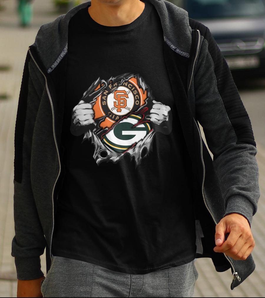 San Francisco Giants Green Bay Packers Logo Collision T-Shirt