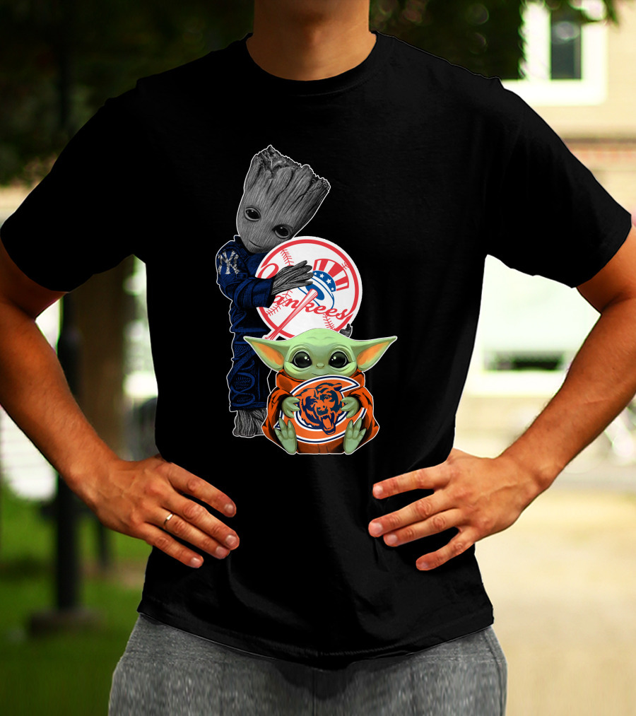 Yankees Baby Groot Bears Baby Yoda T-Shirt