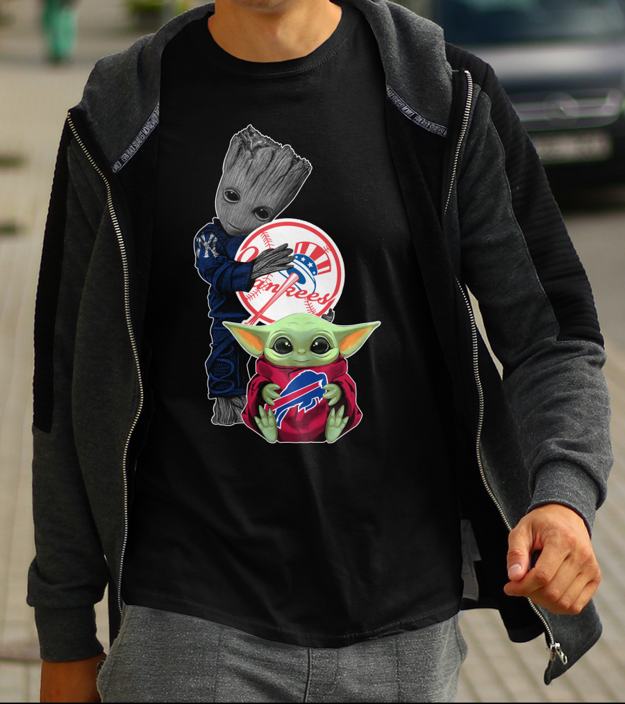 Yankees Groot Bills Baby Yoda T-Shirt