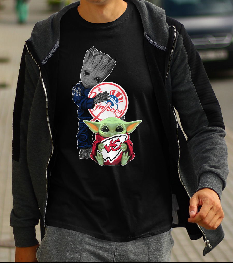Yankees Groot Chiefs Baby Yoda T-Shirt
