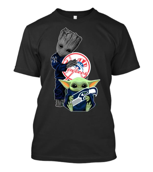 Yankees Baby Groot Seahawks Baby Yoda T-Shirt
