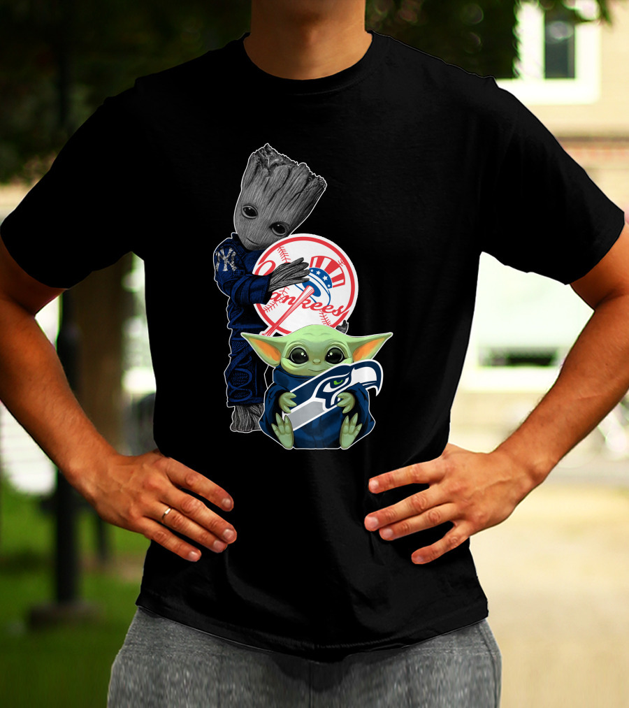 Yankees Baby Groot Seahawks Baby Yoda T-Shirt