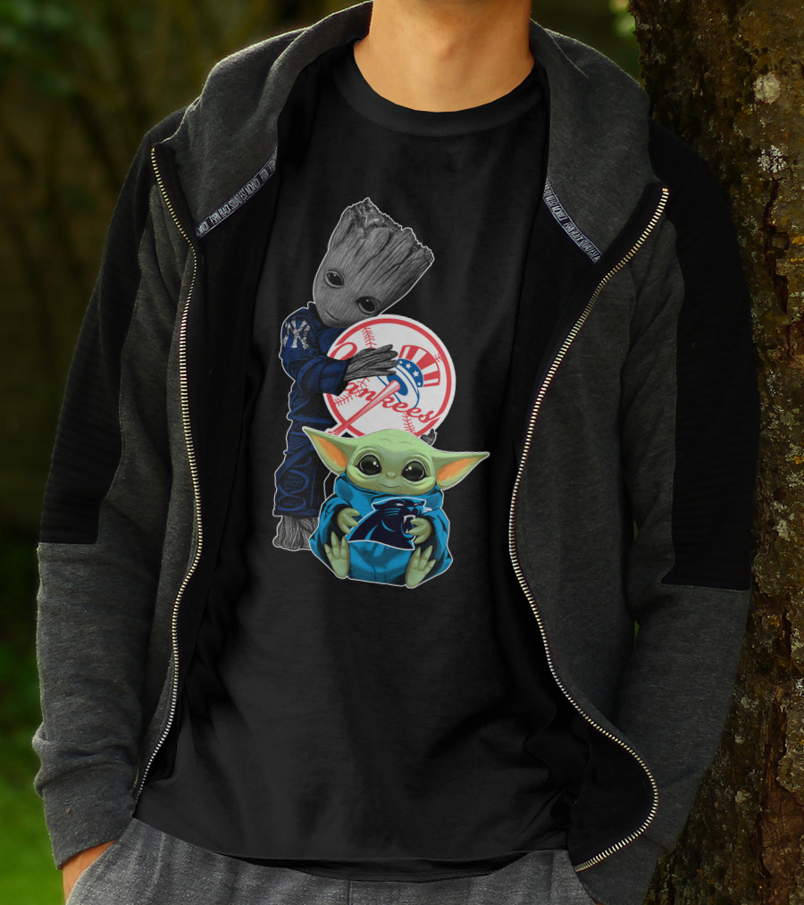 Yankees Groot Baby Yoda Panthers Collaboration T-Shirt