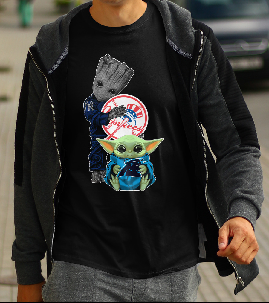 Yankees Groot Baby Yoda Panthers Collaboration T-Shirt