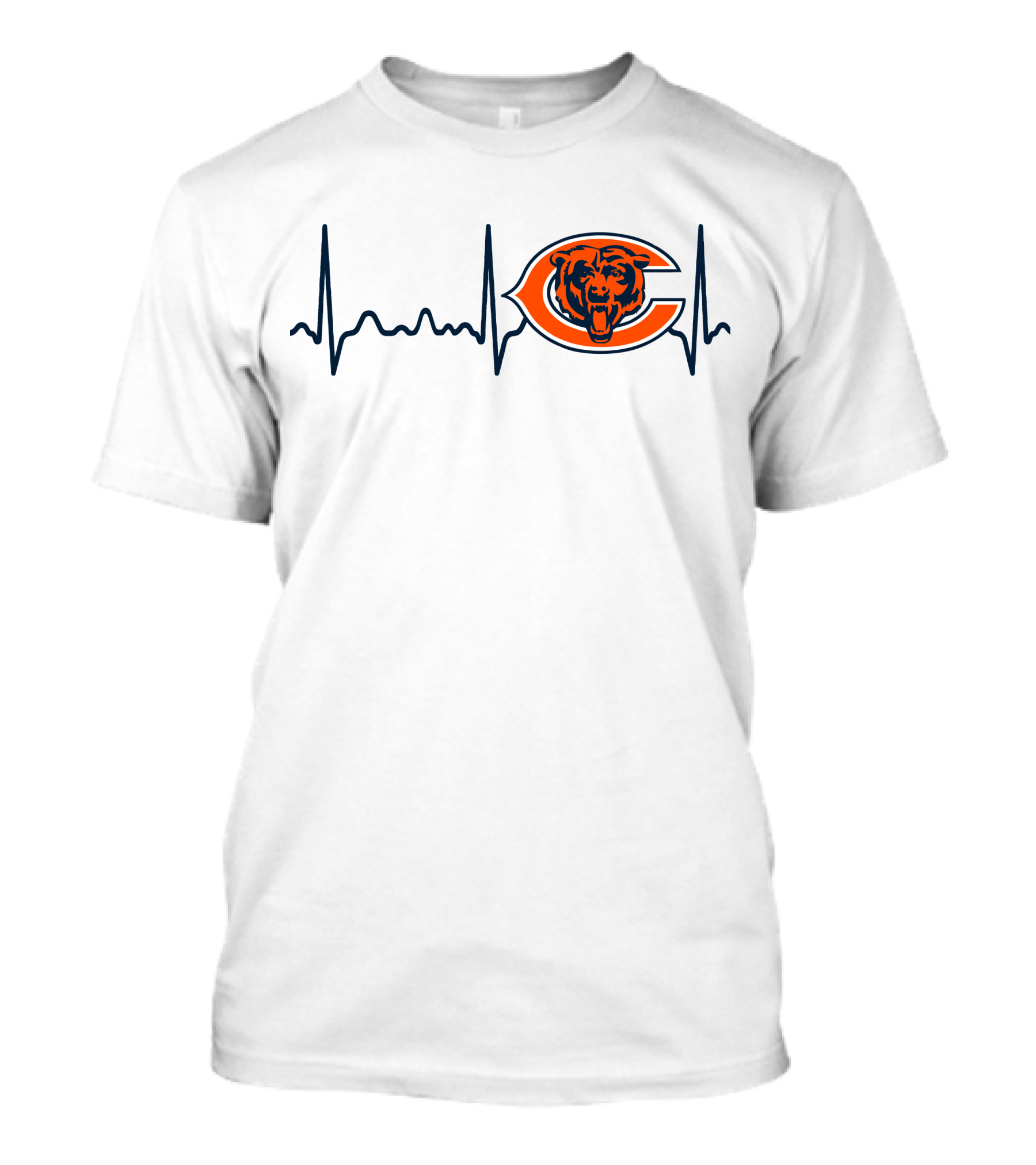 Heartbeat Chicago Bears Logo Electrocardiogram T-Shirt