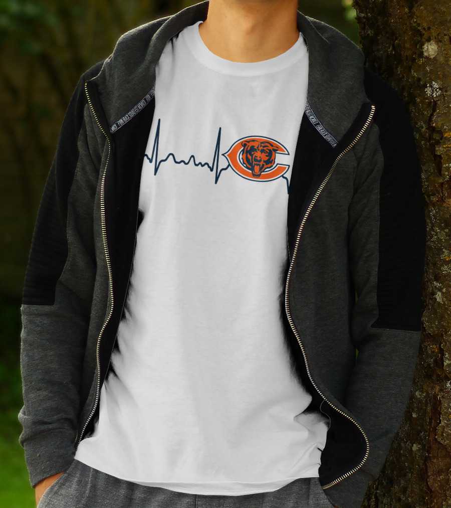 Heartbeat Chicago Bears Logo Electrocardiogram T-Shirt
