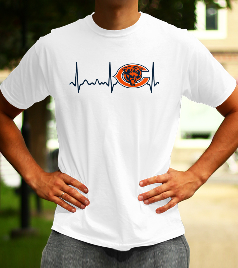 Heartbeat Chicago Bears Logo Electrocardiogram T-Shirt