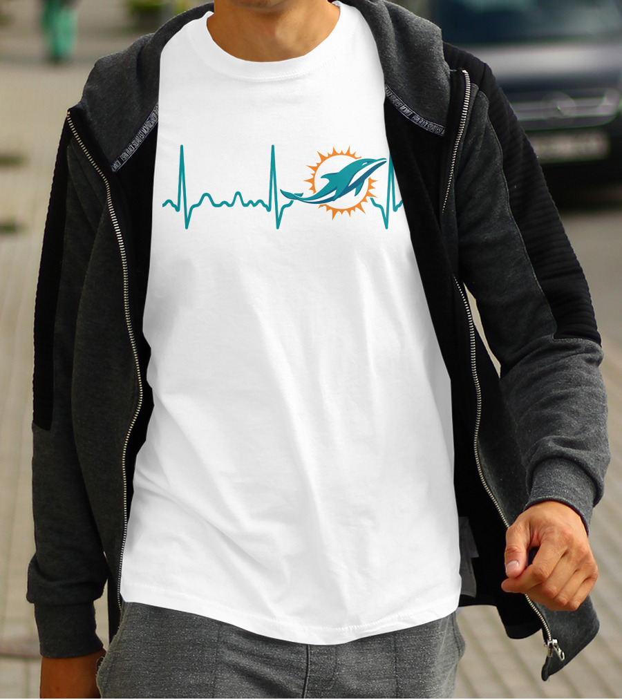 Heartbeat Miami Dolphins Football Fanatic Iconic T-Shirt