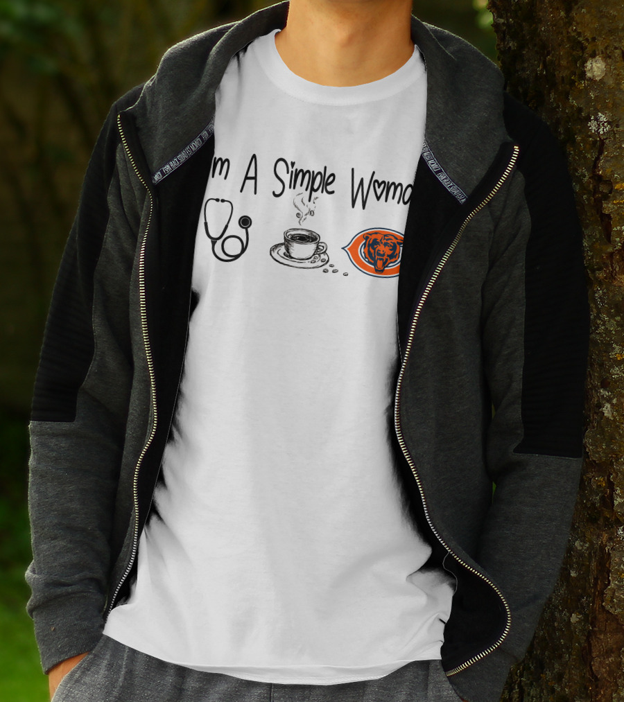 I'm A Simple Woman Stethoscope Coffee Chicago Bears T-Shirt