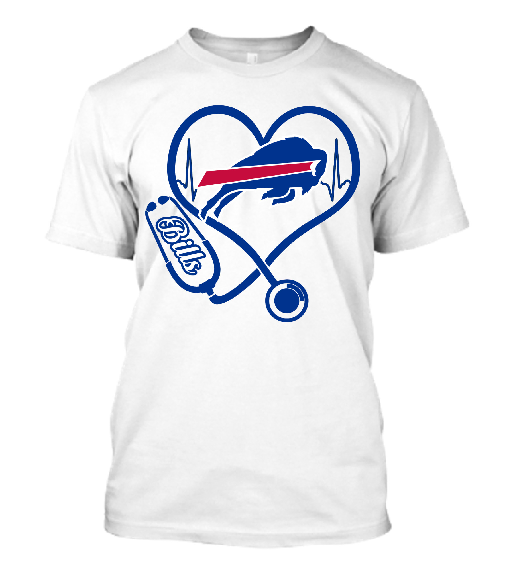 Buffalo Bills Heartbeat Stethoscope Nurse Love T-Shirt