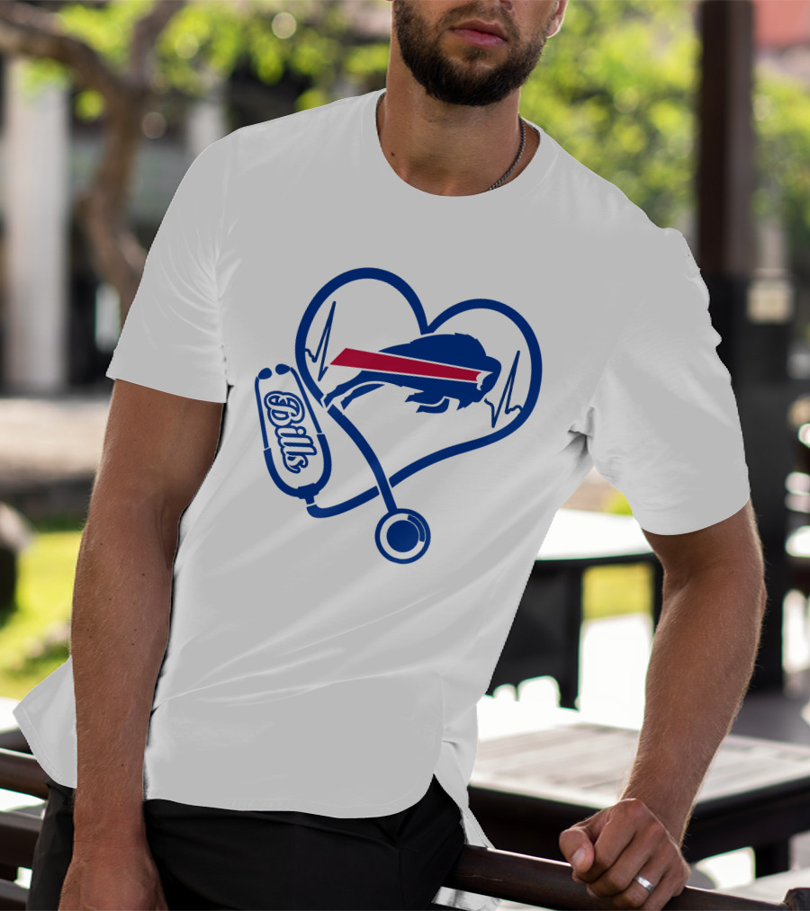 Buffalo Bills Heartbeat Stethoscope Nurse Love T-Shirt