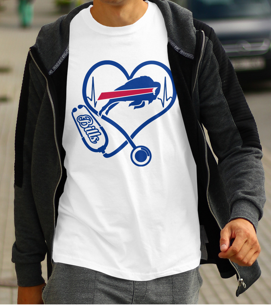 Buffalo Bills Heartbeat Stethoscope Nurse Love T-Shirt