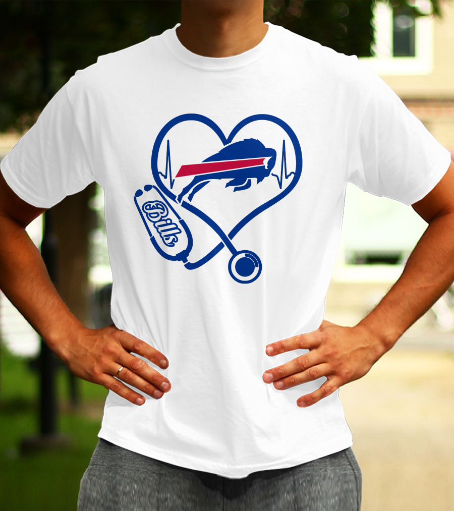 Buffalo Bills Heartbeat Stethoscope Nurse Love T-Shirt