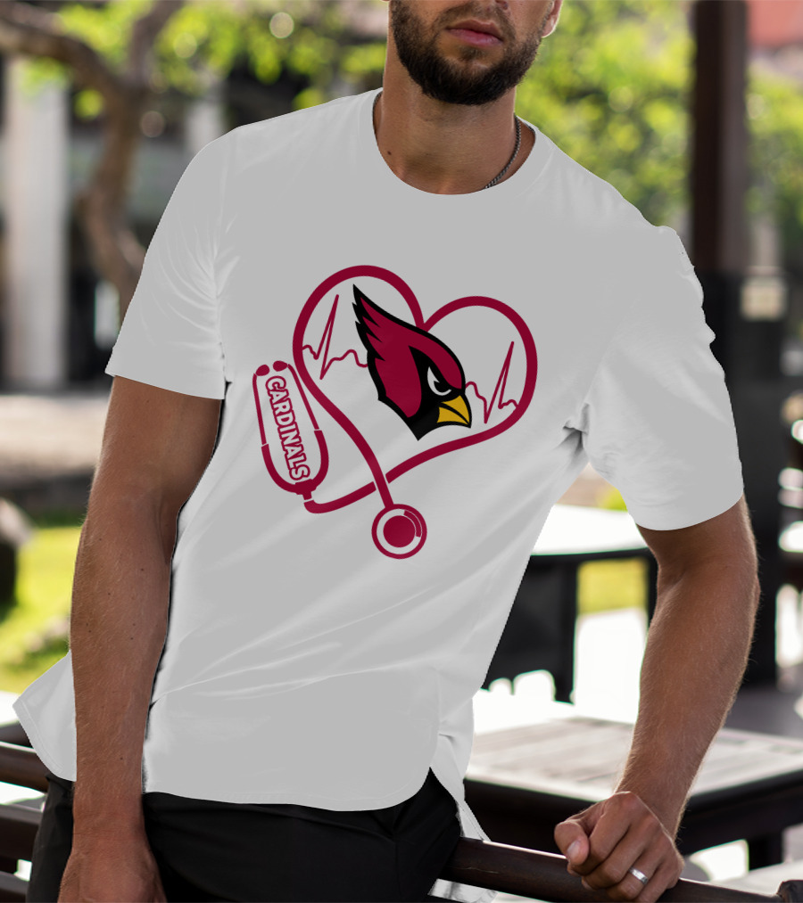 Arizona Cardinals Nurse Heartbeat Stethoscope T-Shirt